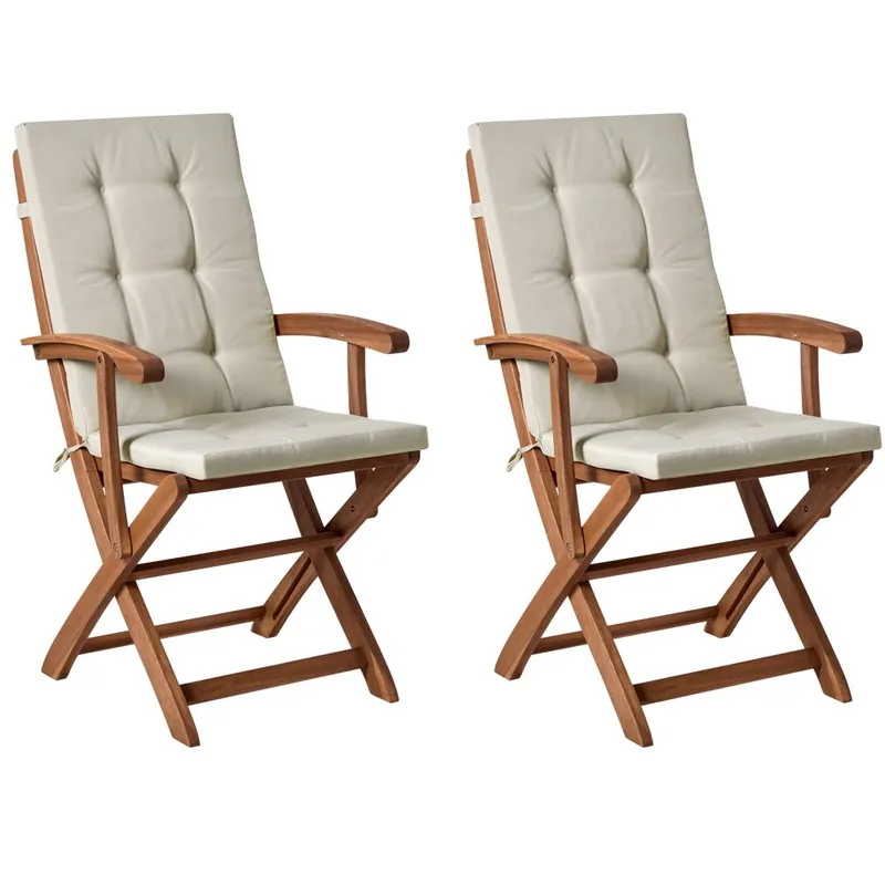 Havestol Maui Premium 2-pak - Lyst træ, taupe - Havemøbler - Balkon - Balkonmøbler - Altanstole