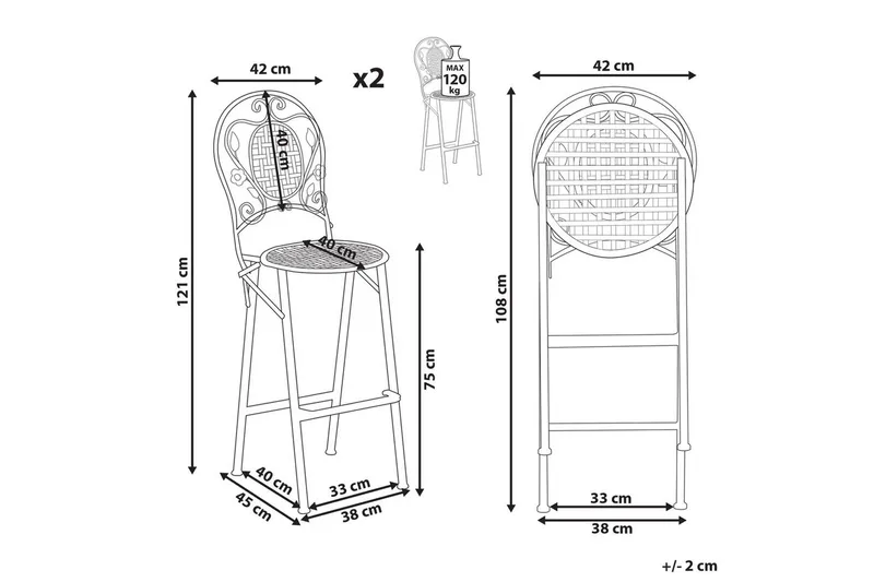 Havestol sæt á 2 Bivio - Havemøbler - Balkon - Balkonmøbler - Altanstole