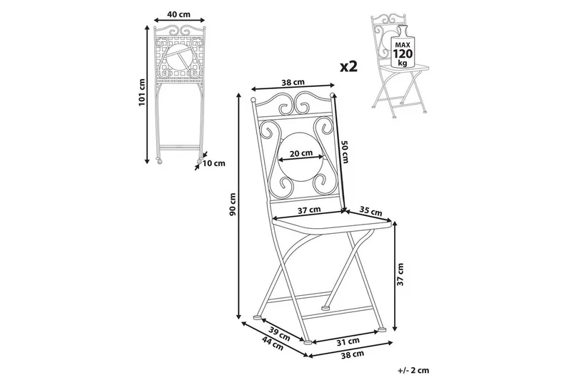 Havestol sæt á 2 Carpino - Havemøbler - Balkon - Balkonmøbler - Altanstole