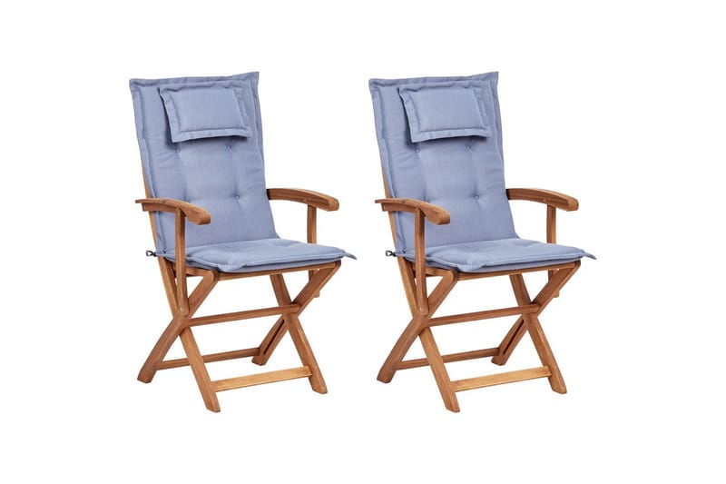 Havestol sæt á 2 Maui II - Lyst træ, blå - Havemøbler - Balkon - Balkonmøbler - Altanstole