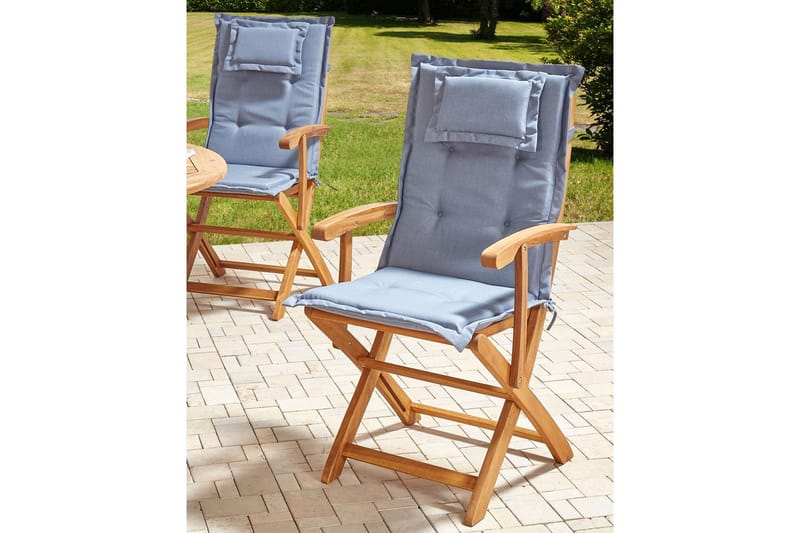 Havestol sæt á 2 Maui II - Lyst træ, blå - Havemøbler - Balkon - Balkonmøbler - Altanstole