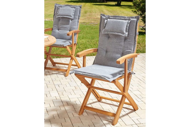 Havestol sæt á 2 Maui II - Lyst træ, grå - Havemøbler - Balkon - Balkonmøbler - Altanstole