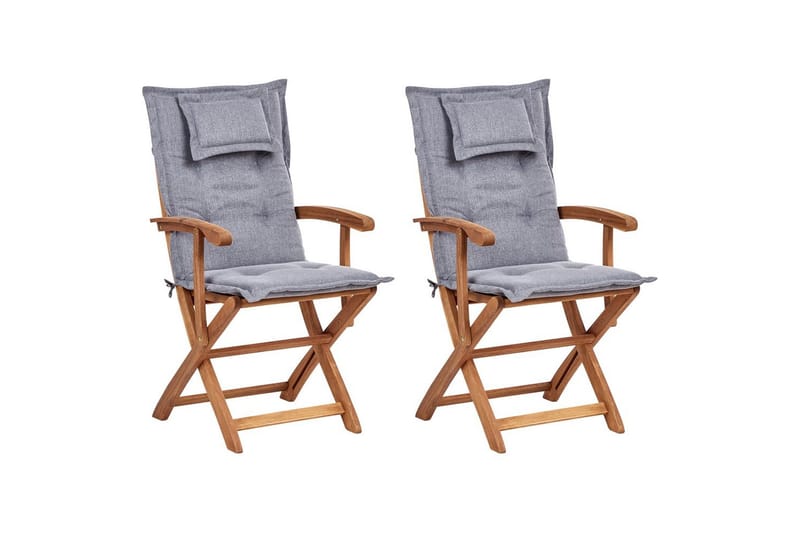Havestol sæt á 2 Maui II - Lyst træ, grå - Havemøbler - Balkon - Balkonmøbler - Altanstole