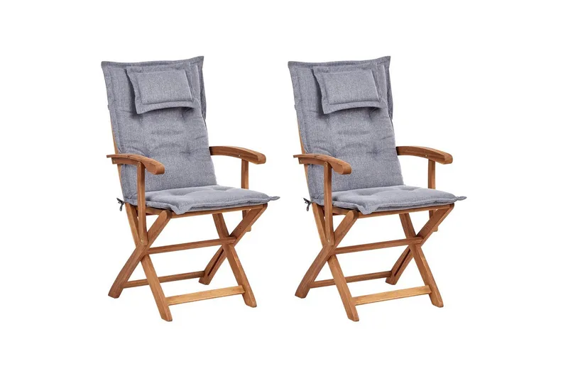 Havestol sæt á 2 Maui II, Lyst træ, grå