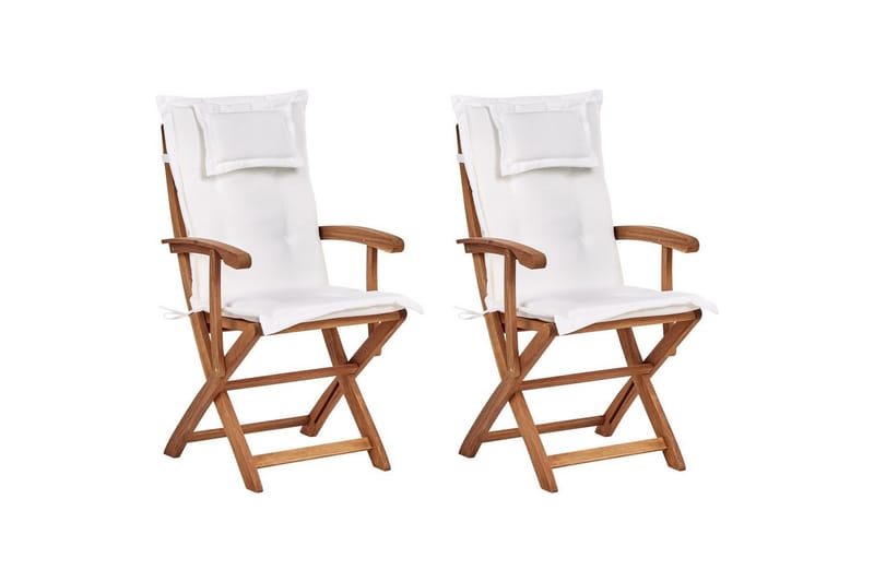 Havestol sæt á 2 Maui II, Lyst træ, off-white