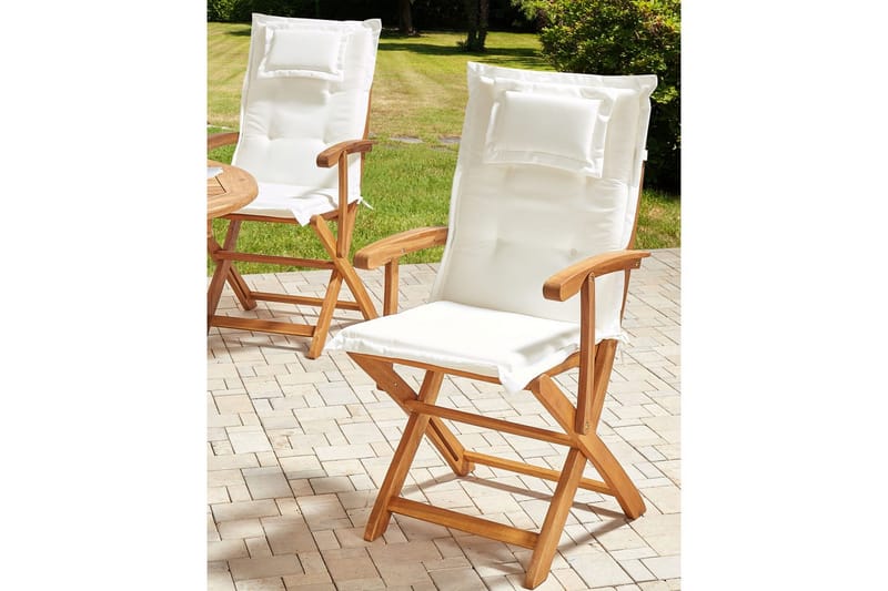 Havestol sæt á 2 Maui II - Lyst træ, off-white - Havemøbler - Balkon - Balkonmøbler - Altanstole