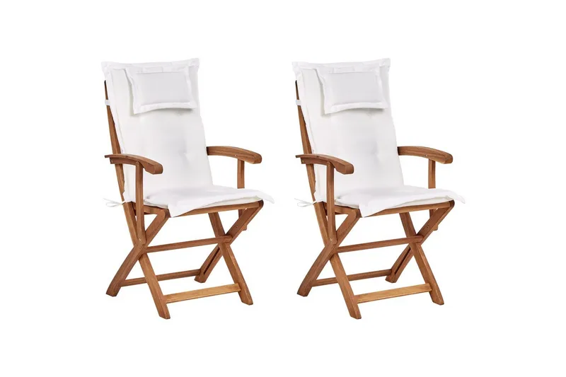 Havestol sæt á 2 Maui II, Lyst træ, off-white