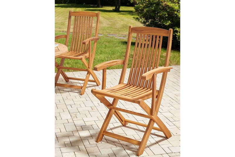 Havestol sæt á 2 Maui II - Lyst træ - Havemøbler - Balkon - Balkonmøbler - Altanstole