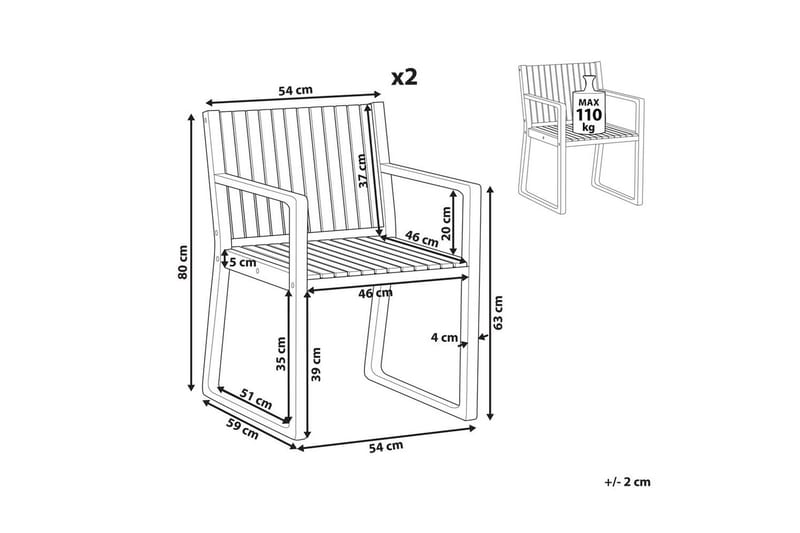 Havestol sæt á 2 Sassari II - Havemøbler - Balkon - Balkonmøbler - Altanstole