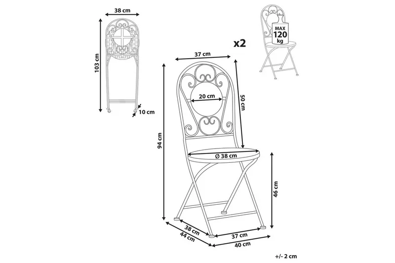 Havestol sæt á 2 Spello - Havemøbler - Balkon - Balkonmøbler - Altanstole
