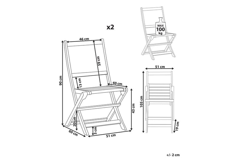 Havestol sæt á 2 Paraggi - Havemøbler - Balkon - Balkonmøbler - Altanstole