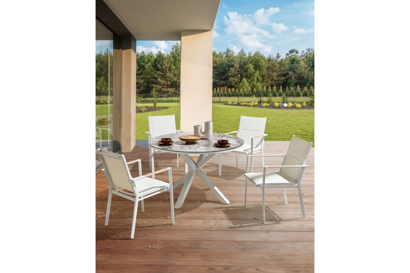Havestol sæt á 4 Busseto - Hvid - Havemøbler - Balkon - Balkonmøbler - Altanstole