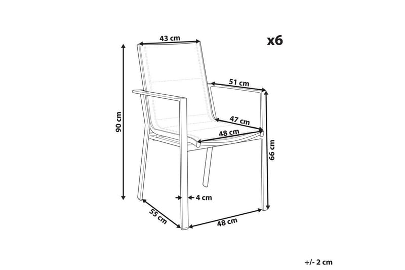 Havestol sæt á 6 Busseto - Hvid - Havemøbler - Balkon - Balkonmøbler - Altanstole