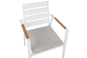 Havestol sæt á 6 Taviano - Hvid, grå, lyst træ - Havemøbler - Balkon - Balkonmøbler - Altanstole