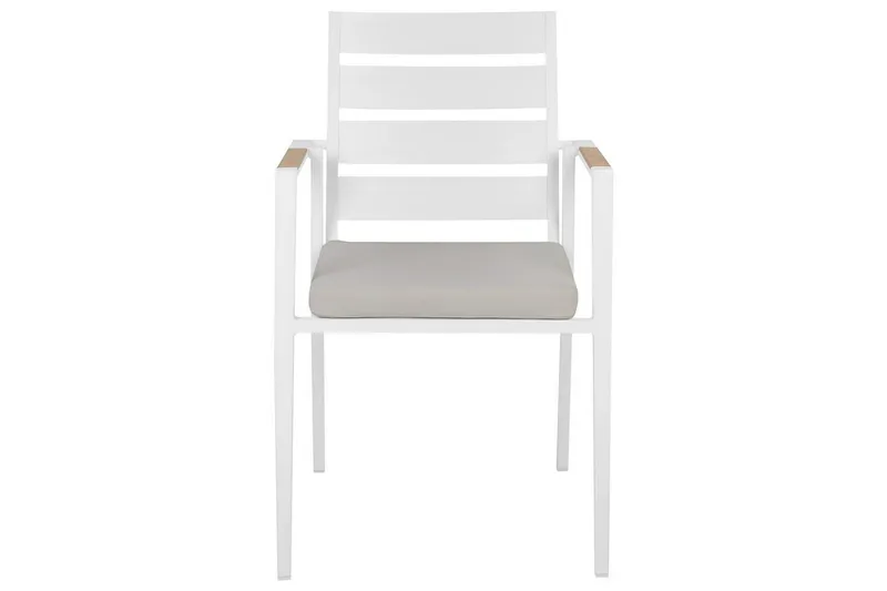 Havestol sæt á 6 Taviano - Hvid, grå, lyst træ - Havemøbler - Balkon - Balkonmøbler - Altanstole