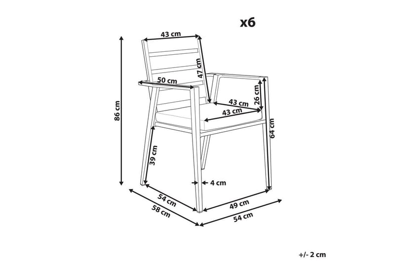 Havestol sæt á 6 Taviano - Hvid, grå, lyst træ - Havemøbler - Balkon - Balkonmøbler - Altanstole
