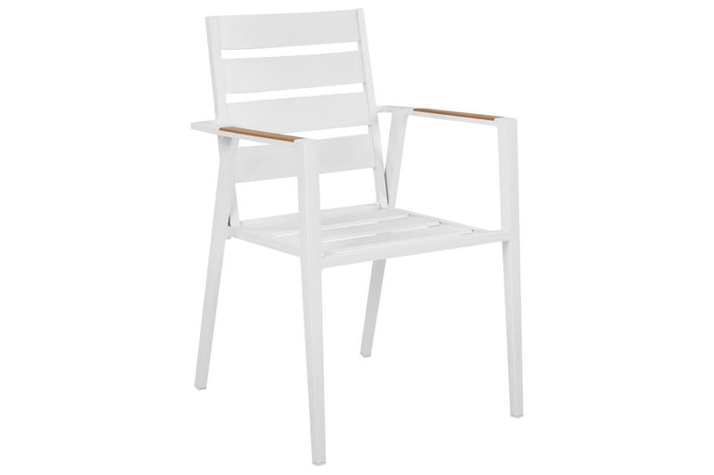 Havestol sæt á 6 Taviano - Hvid, lyst træ - Havemøbler - Balkon - Balkonmøbler - Altanstole