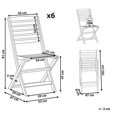 Havestol sæt á 6 Tolve - Havemøbler - Balkon - Balkonmøbler - Altanstole