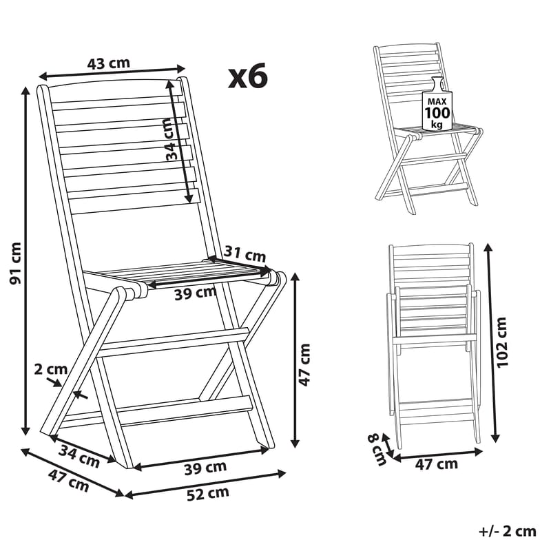 Havestol sæt á 6 Tolve - Havemøbler - Balkon - Balkonmøbler - Altanstole