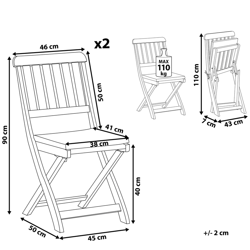 Havestol sæt af 2 Cento - Havemøbler - Balkon - Balkonmøbler - Altanstole