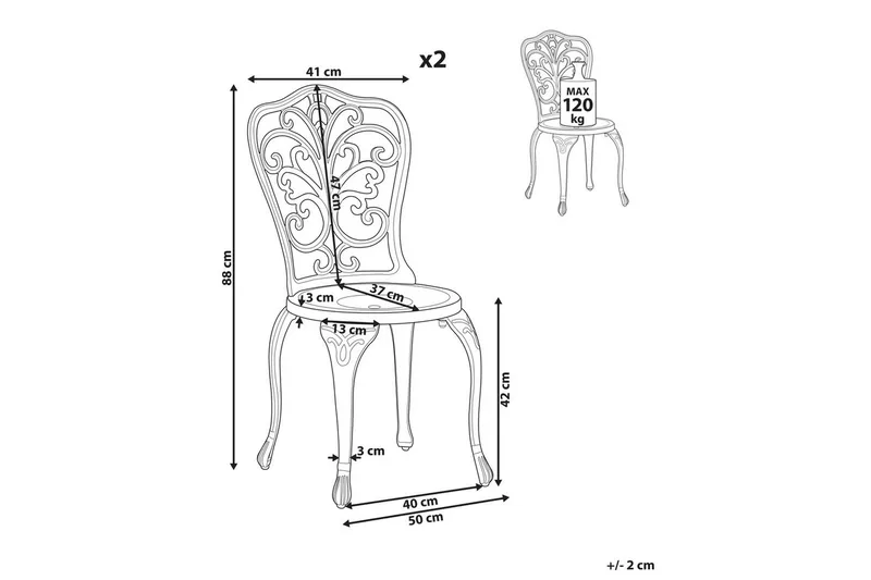 Havestol sæt af 2 Triora - Hvid - Havemøbler - Balkon - Balkonmøbler - Altanstole