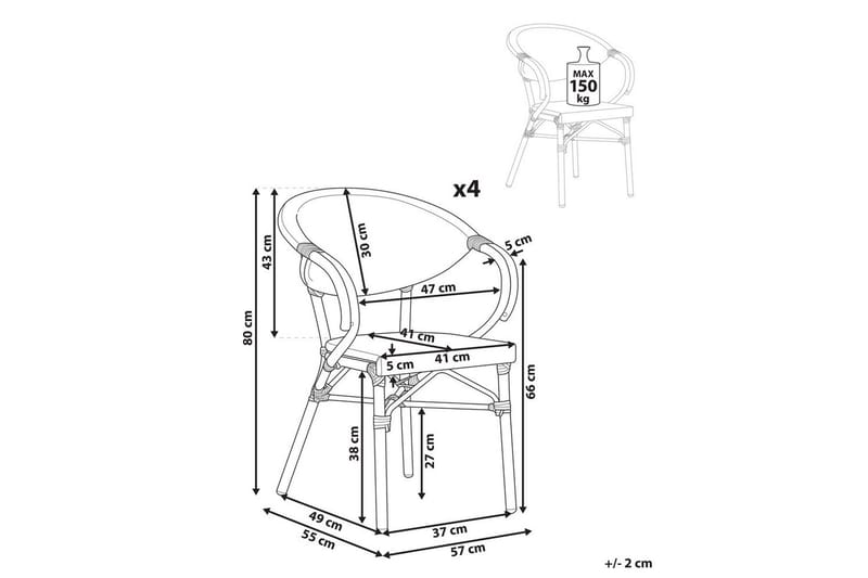 Havestol sæt af 4 Caspri II - Havemøbler - Balkon - Balkonmøbler - Altanstole