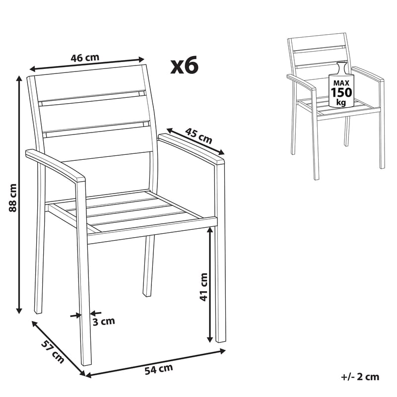 Havestol sæt af 6 Vernio - Havemøbler - Balkon - Balkonmøbler - Altanstole
