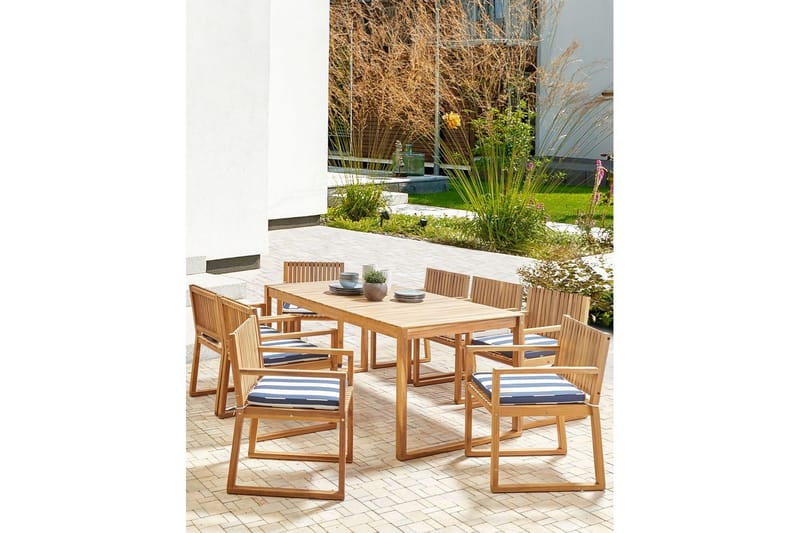 Havestol Sassari II - Lyst træ, blå, hvid - Havemøbler - Balkon - Balkonmøbler - Altanstole