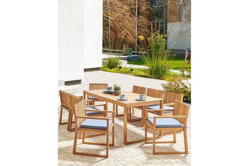 Havestol Sassari II - Lyst træ, blå - Havemøbler - Balkon - Balkonmøbler - Altanstole