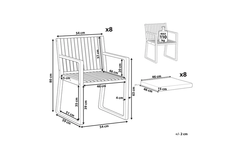 Havestol Sassari II - Lyst træ, grøn - Havemøbler - Balkon - Balkonmøbler - Altanstole