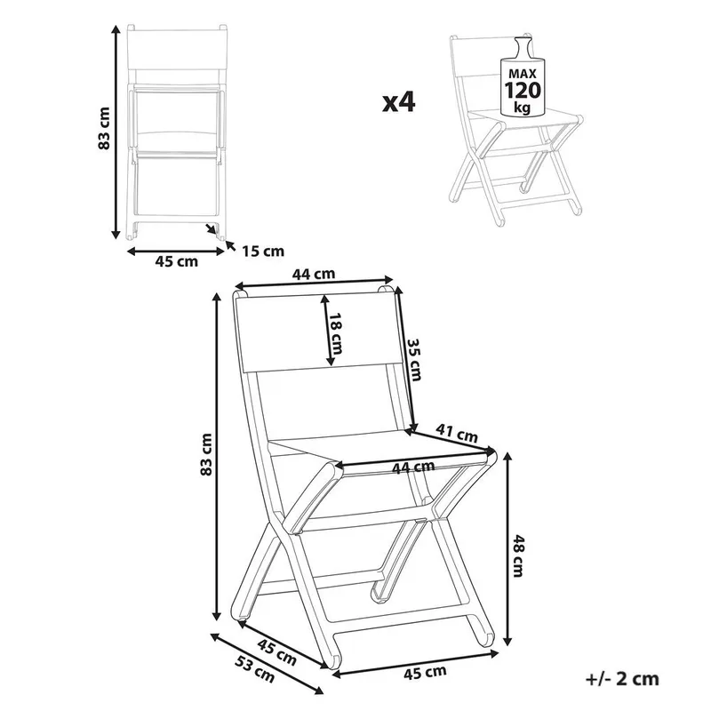 Havestol Talca 4-pak - Rød - Havemøbler - Balkon - Balkonmøbler - Altanstole