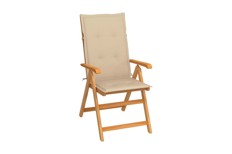 havestole 2 stk. med beige hynder massivt teaktræ - Beige - Havemøbler - Balkon - Balkonmøbler - Altanstole