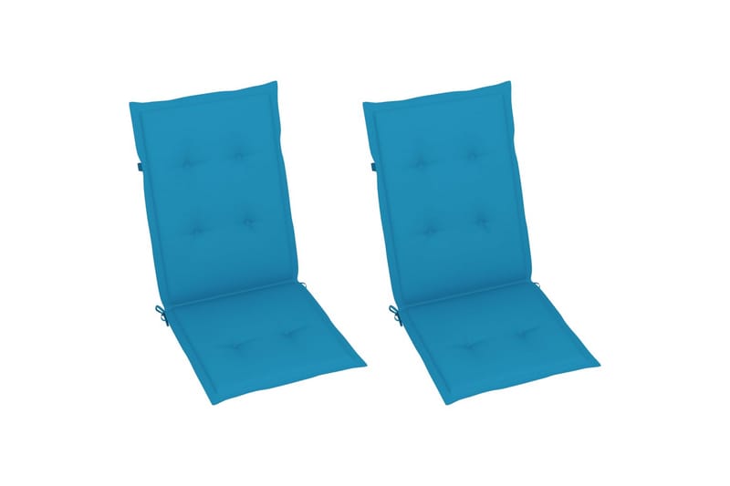 havestole 2 stk. med blå hynder massivt teaktræ - Blå - Spisebordsstole udendørs - Altanstole