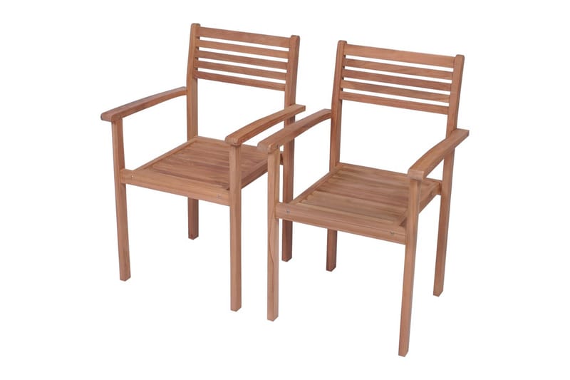 Havestole 2 Stk. Med Grå Hynder massivt teaktræ - Spisebordsstole udendørs - Altanstole