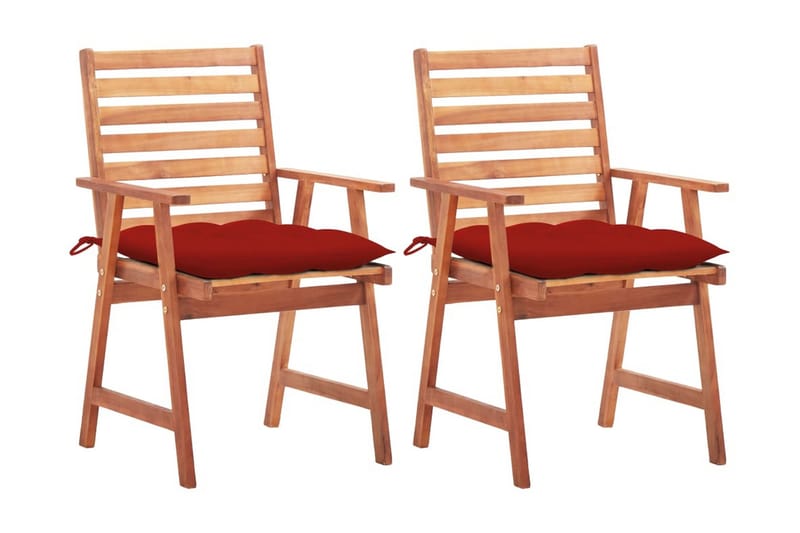 Havestole 2 Stk. Med Hynder massivt Akacietræ - Brun - Havemøbler - Balkon - Balkonmøbler - Altanstole