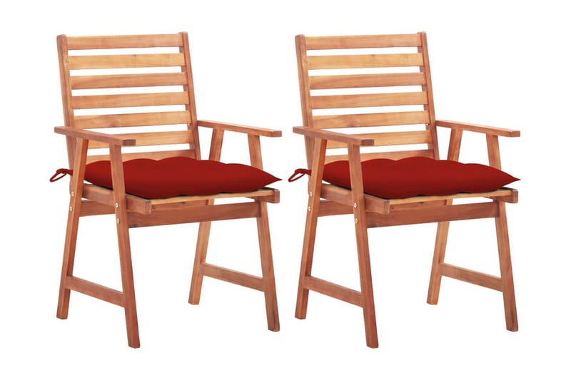 Havestole 2 Stk. Med Hynder massivt Akacietræ - Brun - Spisebordsstole udendørs - Altanstole