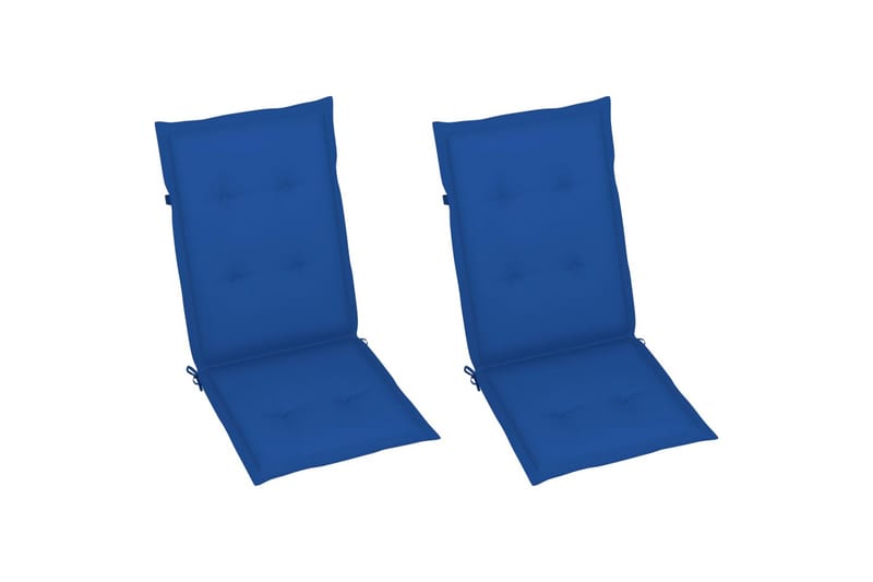havestole 2 stk. med kongeblå hynder massivt teaktræ - Blå - Spisebordsstole udendørs - Altanstole