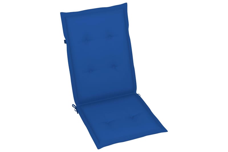 havestole 2 stk. med kongeblå hynder massivt teaktræ - Blå - Spisebordsstole udendørs - Altanstole