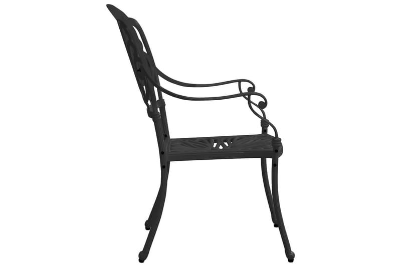 Havestole 2 Stk. Støbt Aluminium Sort - Sort - Spisebordsstole udendørs - Altanstole