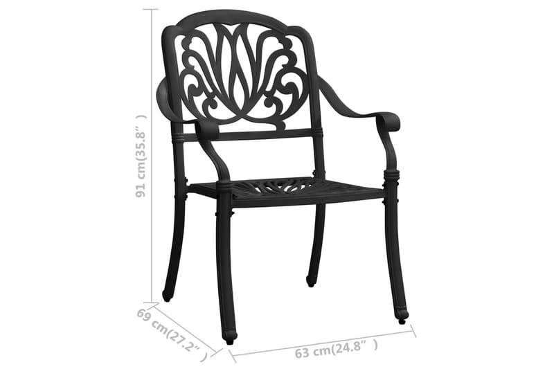 Havestole 2 Stk. Støbt Aluminium Sort - Sort - Havemøbler - Balkon - Balkonmøbler - Altanstole