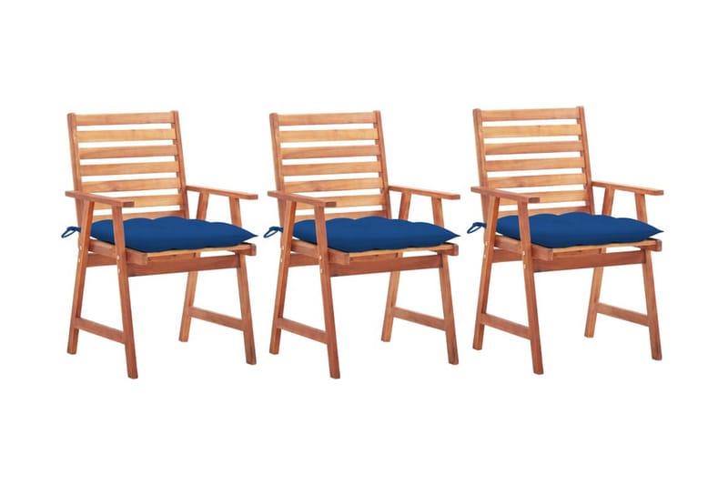 Havestole 3 Stk. Med Hynder massivt Akacietræ - Brun - Havemøbler - Balkon - Balkonmøbler - Altanstole