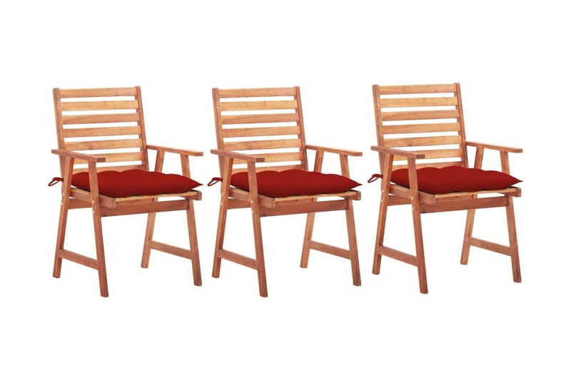 Havestole 3 Stk. Med Hynder massivt Akacietræ - Brun - Havemøbler - Balkon - Balkonmøbler - Altanstole