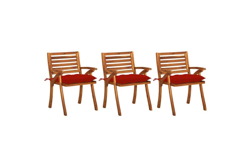 havestole 3 stk. med hynder massivt akacietræ - Brun - Havemøbler - Balkon - Balkonmøbler - Altanstole