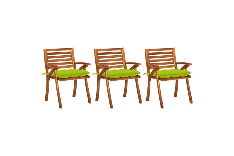 havestole 3 stk. med hynder massivt akacietræ - Brun - Havemøbler - Balkon - Balkonmøbler - Altanstole