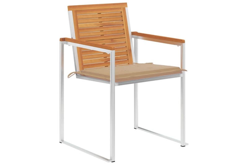 havestole 4 stk. med hynder massivt akacietræ - Beige - Havemøbler - Balkon - Balkonmøbler - Altanstole