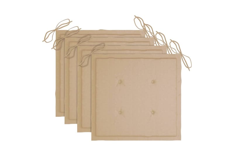 havestole 4 stk. med hynder massivt akacietræ - Beige - Havemøbler - Balkon - Balkonmøbler - Altanstole