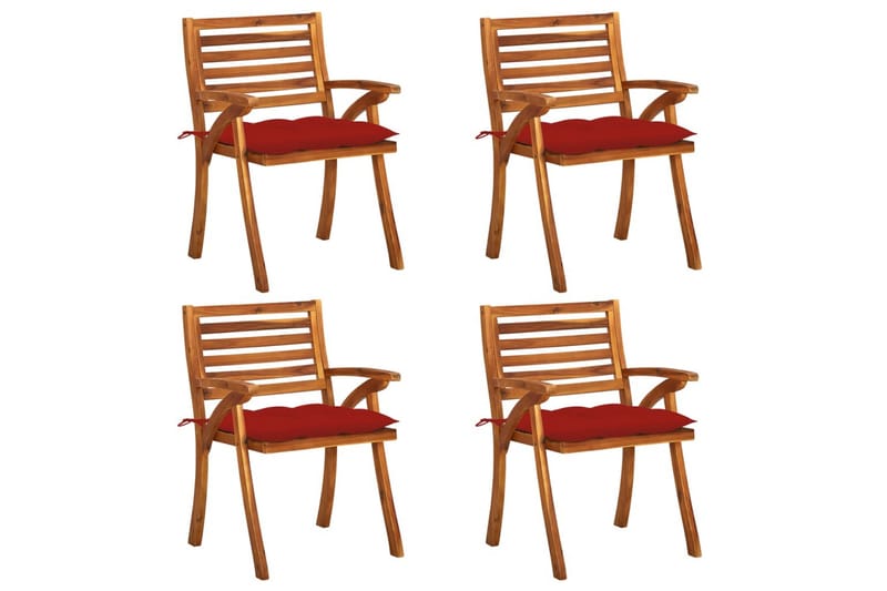 havestole 4 stk. med hynder massivt akacietræ - Brun - Havemøbler - Balkon - Balkonmøbler - Altanstole