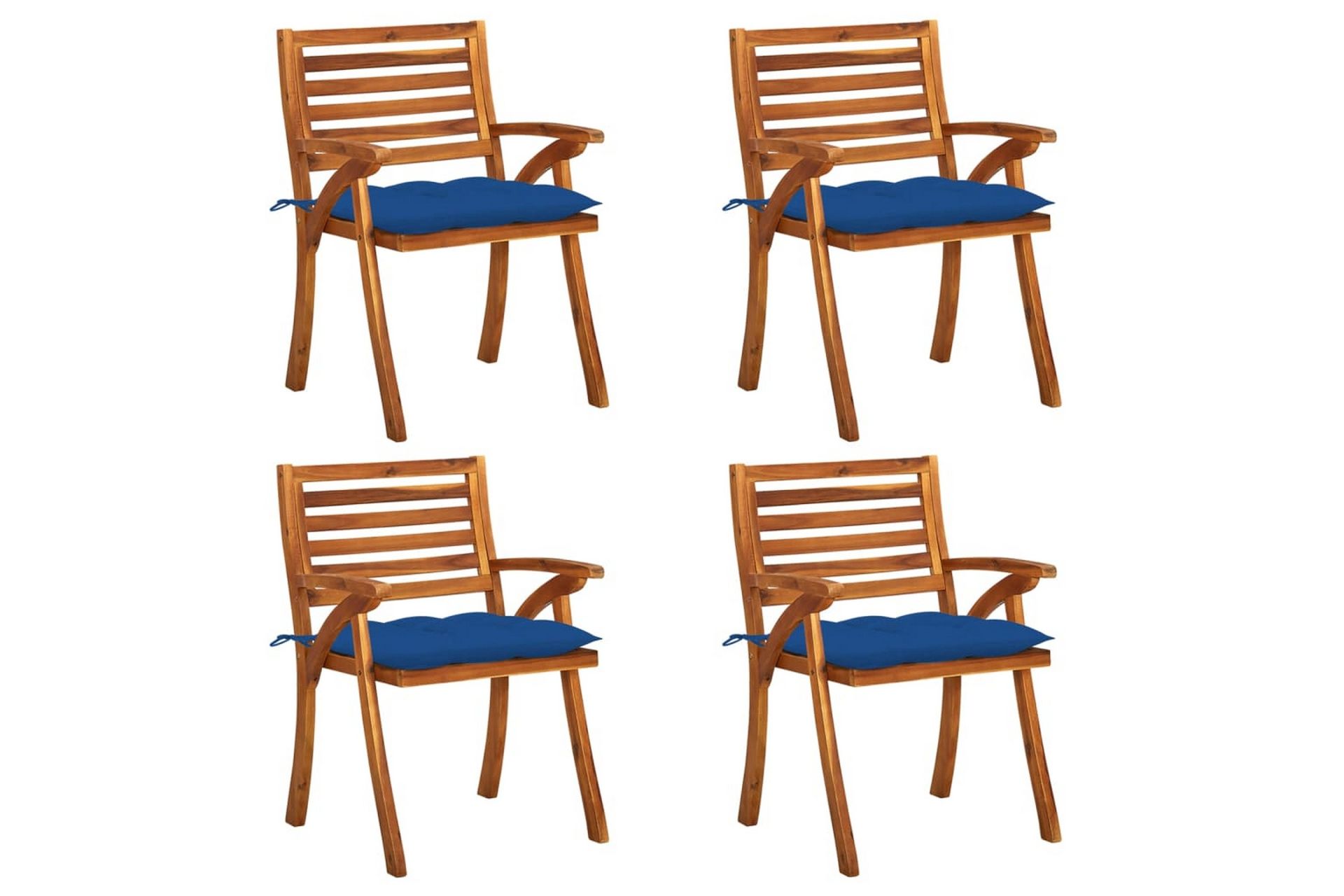 havestole 4 stk. med hynder massivt akacietræ - Brun - Havemøbler - Balkon - Balkonmøbler - Altanstole