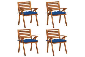 havestole 4 stk. med hynder massivt akacietræ - Brun - Havemøbler - Balkon - Balkonmøbler - Altanstole