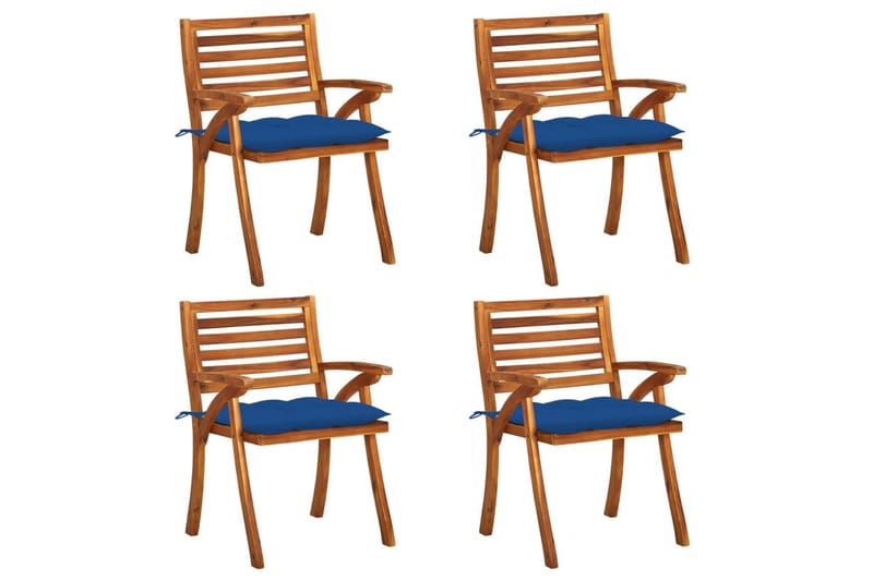 havestole 4 stk. med hynder massivt akacietræ - Brun - Havemøbler - Balkon - Balkonmøbler - Altanstole